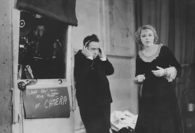 Hitchcock on the set of Blackmail (1929): the camera managed to pan a little bit in this film.