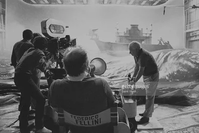 Fellini on the set of And the Ship Sail On